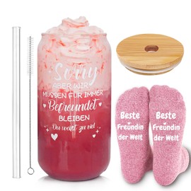 ONEHAUS Geschenke für Frauen, Geschenke für Beste Freundin Geburtstagsgeschenk für Freundin,Schwester, Ehefrau, Mama, Geburtstagsgeschenk für Sie, Trinkgläser Glasbecher und Socke für Beste Freunde