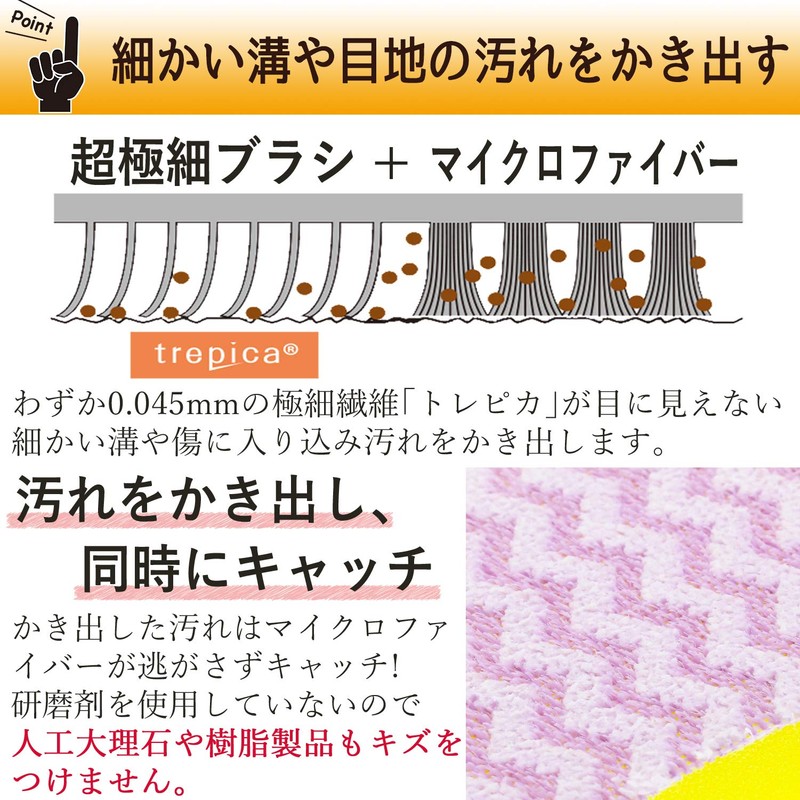 Aisen GP044 Kitchen Sponge, Pink, Approx. 5.5 x 3.0 x