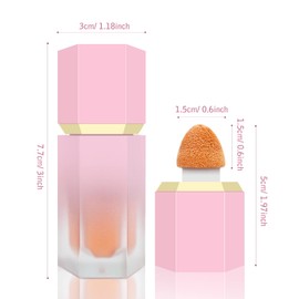 BEFIVECOK Liquid Blush for Cheeks, Soft Cream Blush with Cushion Applicator, Dewy Finish Matte Velvet Texture, High-Pigmented Blendable, Long-Wearing Blush Makeup | #02 PEACE-Natural Orange