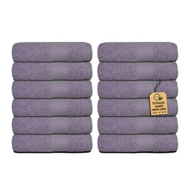 Premium Wash Cloths Pack of 12 (13" x 13" Inches)- 100% Combed Ring Spun Cotton WashCloth - Luxury Washcloths – Ultra Soft Face Towels - Highly Absorbent Wash Cloth for Face (Purple Ash)