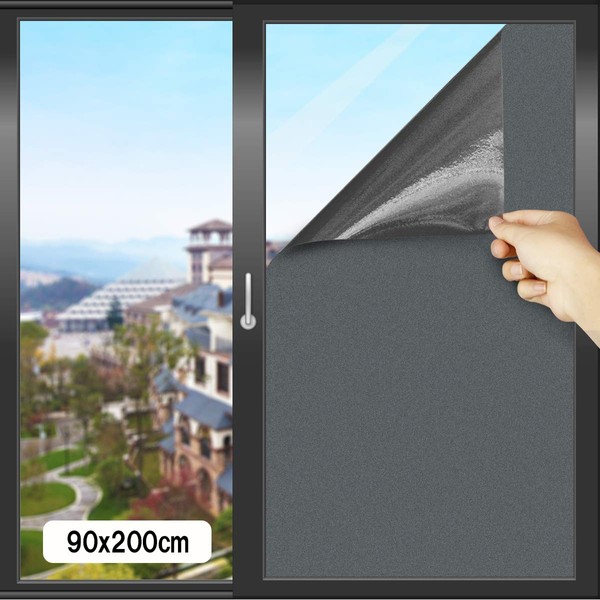 PROTEALL Window Film, Window Glass Film, Blindfold Sheet, Privacy Protection, Window Treatment Film, Glass Shatterproof Sheet, Insulation Film, UV Protection, Repositionable, Frosted Glass (Gray, 23.6 x 78.7 inches (60 x 200 cm)