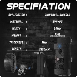 Handlebar Tapes, Cycling Handlebar Tape, Bicycle Handlebar Tape, Handlebar Tapes with End Plugs, Bicycle Handlebar Tape for MTB Road Bike, Bicycle Handlebar Tape, Non-Slip and Shock-Absorbing Grip