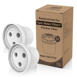 AQUA CREST CF75A Water Filter Compatible with All Epic Water Filters® Pitchers and Dispensers, Aquagear® Water Filter Pitchers, Reduce Chlorine, Odors, Rust, 150-Gallon Long-Life, BPA Free, 2 Pack