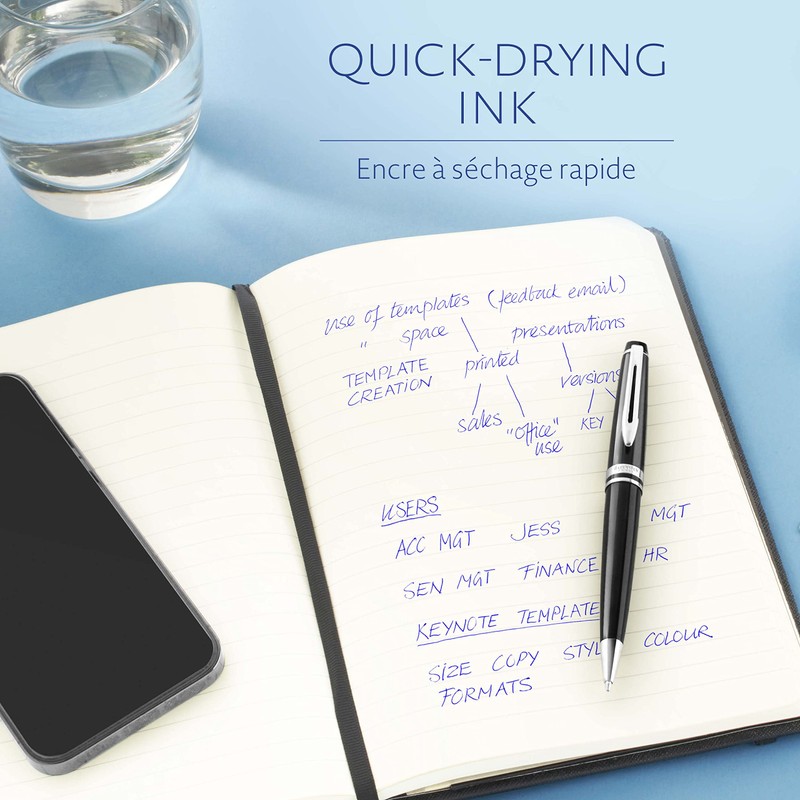 Waterman Ballpoint Pen Refill, Medium Point, Blue Ink,6 Count