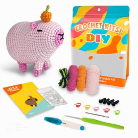 MYHUONGVN Capybara Pink Beginner's Crochet Kit – Includes Step-by-Step Video Tutorials