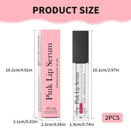 DOOCECIY 2 PCS Pink Lip Serum, Color Changing Moisturizing Lip Gloss Plumper for Women