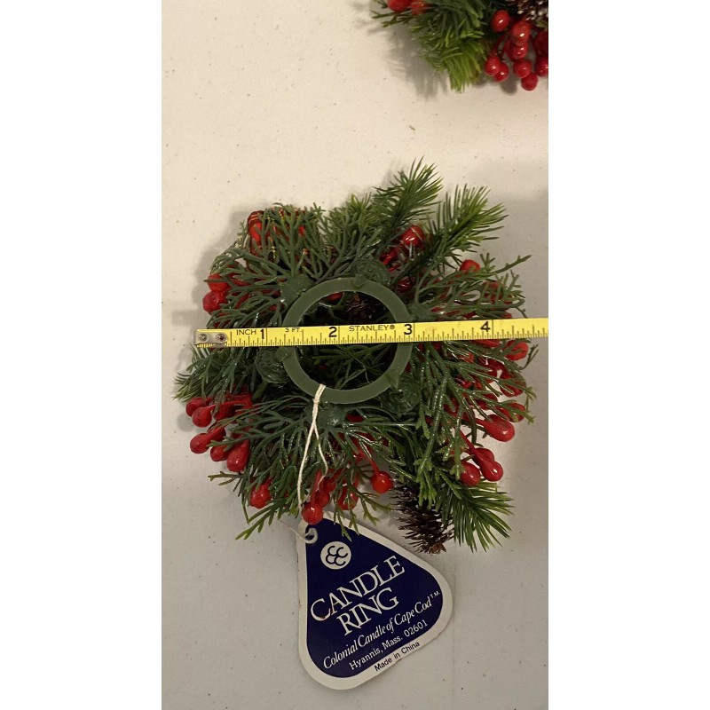Vintage 2 Piece Christmas Candle Rings Wreath by Colonial Candle