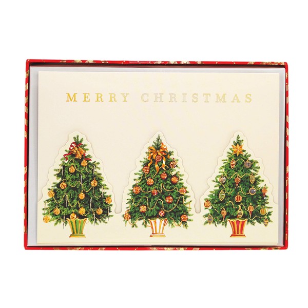 Graphique Christmas Tree Trio Holiday Cards | Pack of 15 Cards with Envelopes | Christmas Greetings | Boxed Set | 4.75" x 6.625"