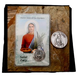 Saint Lucy Prayer Card, Patron Saint of Eye Discorders, Includes Seperate Pocket Token Prayer