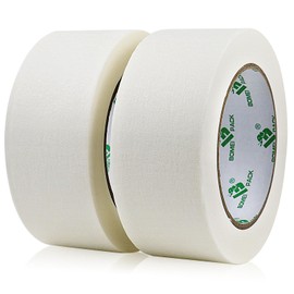 BOMEI PACK 2 Rolls White Painter's Tape 48 mm x 50 m Premium Crepe Paper Masking Tape for Painting, Crafts and DIY - Professional Painter's Tape, Residue-Free