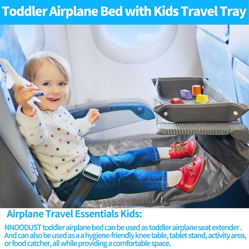 NNOODUST Toddler Airplane Bed with Kids Travel Tray