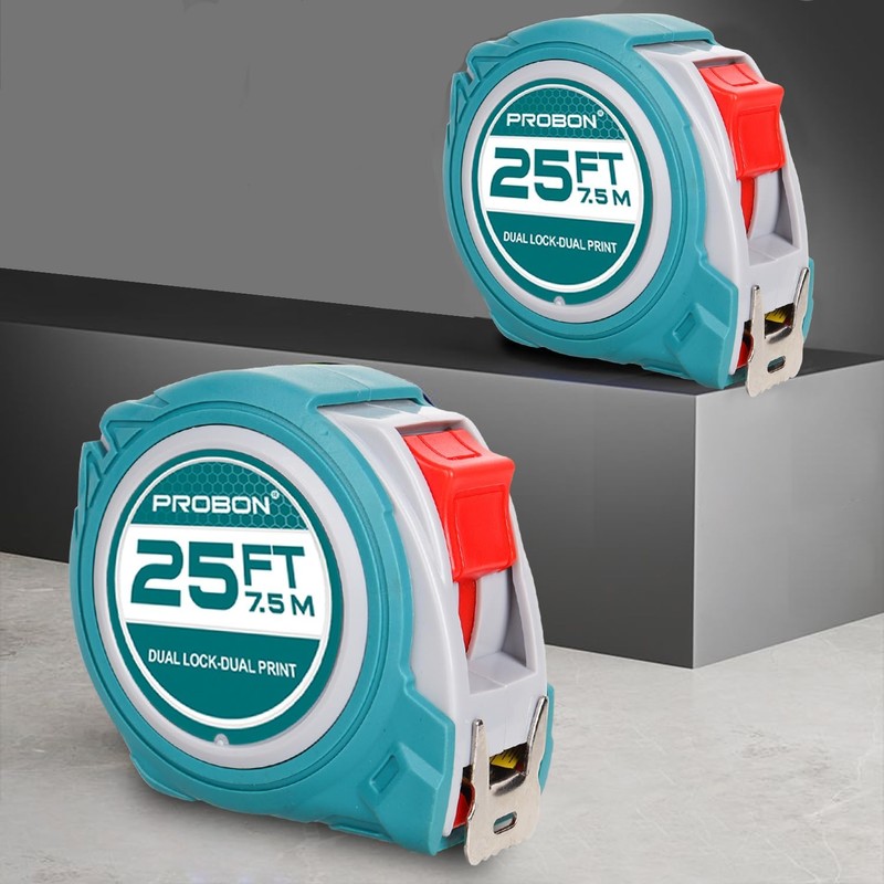 PROBON 25FT Tape Measure (2 Pack) - Dual Lock Double