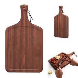 DZHPSRSZ Ebony Steak Board,Steak Plate with Handle,Wood Serving Tray for Family Dinner, Steak Cutting Board for Fruits, Steaks, Vegetables, Deli Foods