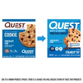 Quest Nutrition Chocolate Chip Protein Cookie, 15g Protein, 1g Sugar, 2g Net Carbs, Keto Friendly, High Protein, Low Carb; 12 Count