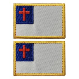 2PCS Cross Flag Patches Embroidered Morale Patch Hook and Loop