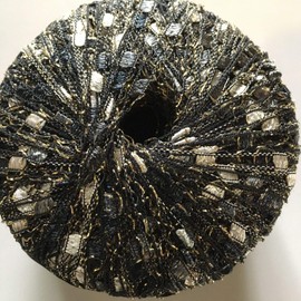 Socialite Glitz Ladder Ribbon Yarn Dark Horse Beautiful #A107 Black White Grey Gold Metallic Ladder