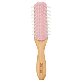 Zenner Bamboo Styling Brush - Adaptable Detangling Brush with Removable Nylon Rows - For Curly, Thick or Voluminous Hair - Lightweight Natural Bamboo Handle