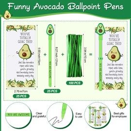 Sayglossy 25 Sets Valentine's Day Inspirational Gifts Bulk Positive Avocado Pens Funny Ballpoint Pens with Motivational Cards Avocado Gifts for Students Teachers Classroom Rewards First Day of School