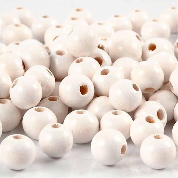 Creativ 100263 Wooden Beads, D: 8 mm, White, 15g, Approx. 100 pc