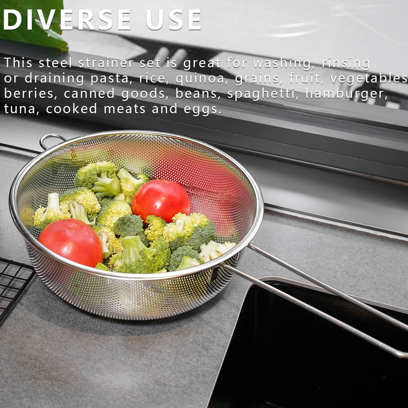 ICEICE Metal Fine Mesh Strainer and Colander for Kitchen with