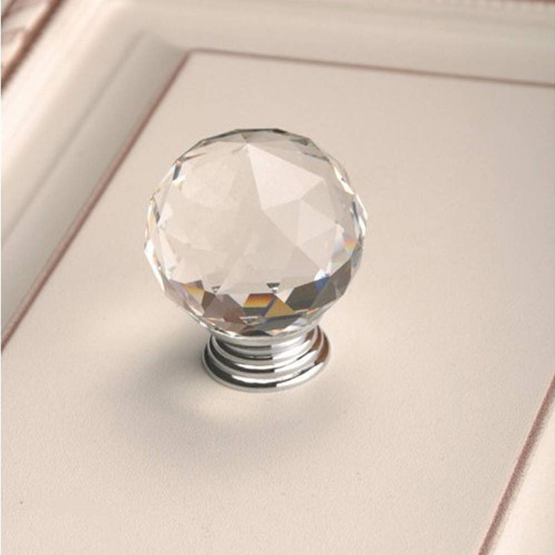 4pcs Crystal Knobs, 40mm Door Knobs Diamond Shape Design Crystal