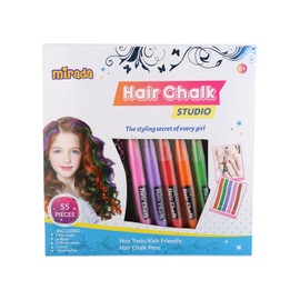 Mirada Cosmetic Hair Chalk Studio, Safe, Washable & Non-Toxic, Temporary kids hair chalk pen kit for Girls
