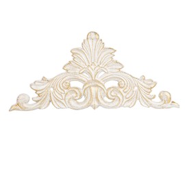 Sungmor Victorian Style Cast Iron Wall Plaque, Antique White Fleur De Lis Design Metal Wall Art Decor - 11.8 Inch Carved Decorative Plaque for Doorway, Fireplace Accent