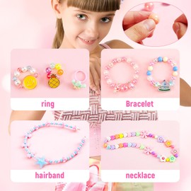 Brateuanoii 480+ Beads for Bracelets, Craft Set Children's Beads Jewellery, Unicorn Craft Set Bracelet, Crafts Girls 8 Years, Chains Make Your Own Set Beads for Threading Children