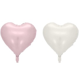 Pink Cream Heart Balloons,18 Inch 12Pcs Cream White Pink Foil Heart Shape,Sand White Helium Balloons for Valentines Wedding Birthday Engagement Decorations