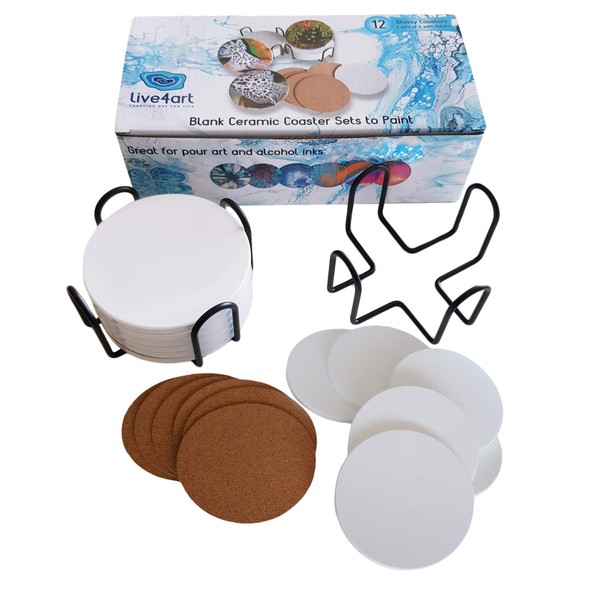 Ceramic Coaster Sets - 12 Round 4 Inch Unglazed Coasters,