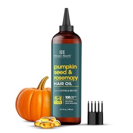 Botanic Hearth Rosemary & Pumpkin Hair Oil, 6.7 Fl Oz (198 ml) | 100% Natural & Vegan Formula | Deeply Nourishes Dry, Frizzy & Damaged Hair | Supporting a Healthy-Looking Scalp | For All Hair Types