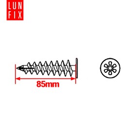 Dämmstoffdübel 85 mm aus Polyamid, WDVS & Styropor Dübel zur Befestigung in Dämmung, Ø28 mm Teller, für 4,5mm Schrauben, 100 Stück, Lun Fix