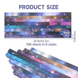 540 sheets 12 constellation lucky star origami paper strips galaxy, 8 different designs of beautiful outer space starry sky for art diy crafts supplies, pastel star folding paper (A)
