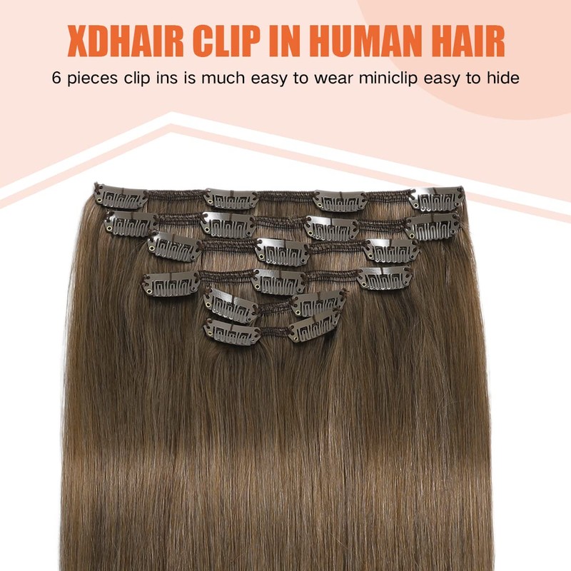 XDhair Clip in Hair Extensions Human Hair 120g 22 Inch