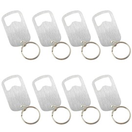 CREATCABIN 8 pcs Mini Bottle Opener Keychain Customizable Key Clip with Flat Metal Bottle Opener Function Beer Lovers Key Chain Home Bar Kitchen Restaurant Party Use 2.95×1.22in Grey
