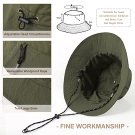 Voqeen Sun Hat Fishing Hat Women Men Outdoor Foldable Fishing Hat Sun Protection Waterproof UPF 50+ Unisex Summer Hat Hiking Hat Rain Hat 54-62 cm, Army Green, Unit size