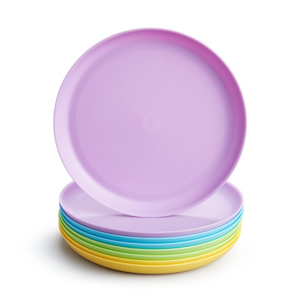 Munchkin Multi Toddler & Baby Plates, Bright Kids Plastic Plates Set, Dishwasher Safe Toddler Plates, Stackable Kids Plates, BPA Free Dish, Childrens Plates & Baby Weaning Plate Collection - Pack of 8