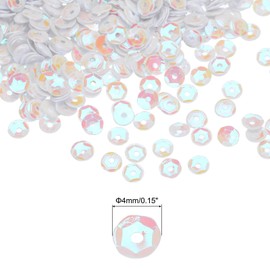 MECCANIXITY Loose Sequins 4MM Glitter Sequins 3000Pcs Cup Sequins Embroidery Sequins for Jewelry Making Crafts Sewing,White