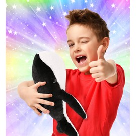 DolliBu Black Whale Stuffed Animal - Huggable Whale Plush, Adorable Playtime Whale Plush Toy, Cute Ocean Life Animal Cuddle Gifts, Super Soft Plush Doll Animal Toy for Kids and Adults - 14 Inches