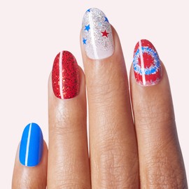 Dashing Diva Dashing Diva Patriotic Gloss Nail Strips - Nails That I Love - UV Free, Chip Resistant, Long Lasting Gel Nail Stickers - 3-Piece Manicure Set - Contains 32 Wraps, 1 Prep Pad, 1 File
