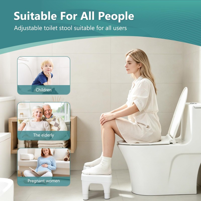 Poop Stool Toilet White Adults for Bathroom, 5.9" to 8.5"