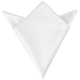Elerevyo Men's Folding Handkerchief Silk Shiny Solid Pocket Square, white