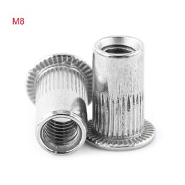 Pack of 20 Blind Rivet Nut Insert Assortment Kit 304 Stainless Steel Flat Machine Screws M3/M4/M5/M6/M8 Fastener Repair Tool Accessories (M8)