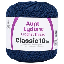 Coats Crochet Aunt Lydia's Crochet, Cotton Classic Size 10, Navy