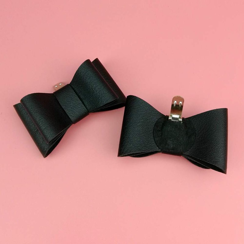 Douqu 1 Pair Simple Elegant Woman Ladies Black PU Bow