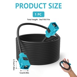 3 Meter RG174 Fakra Z Koaxialkabel, Weiblich zu Weiblich, für Auto GPS Navigation, DAB Digitalradio, FM AM Radio, Sirius XM Satellitenradio Hochleistungsfähiges Antennenverlängerungskabel