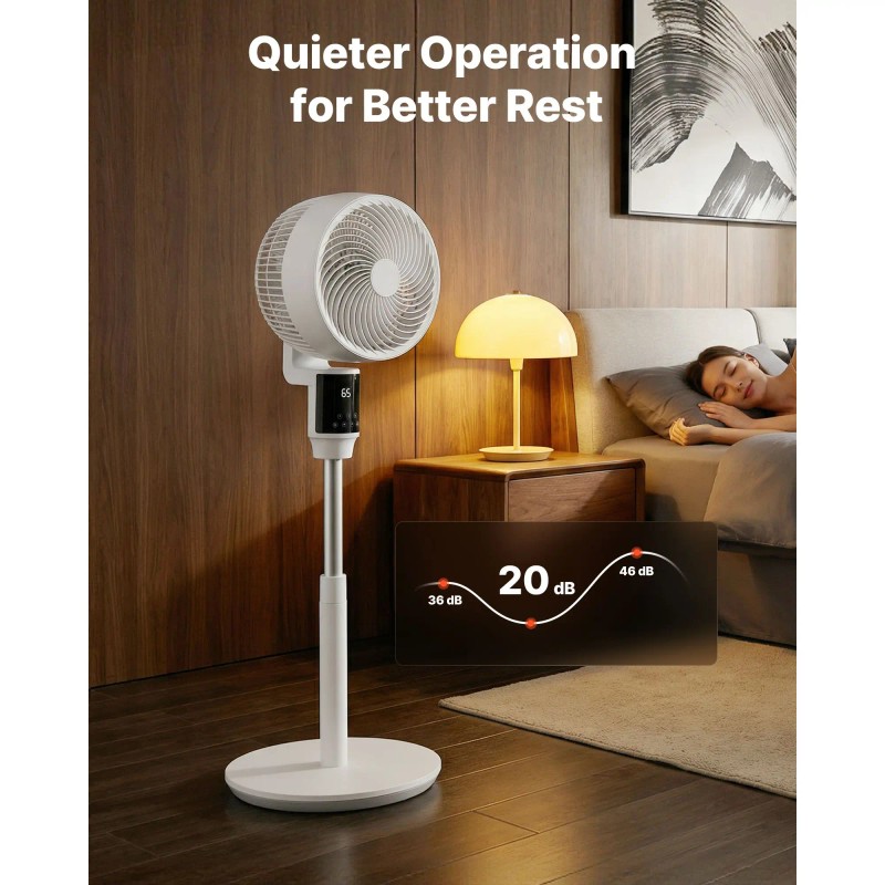 9 Inch Quiet DC Motor Pedestal Fan 80 Degrees Oscillation