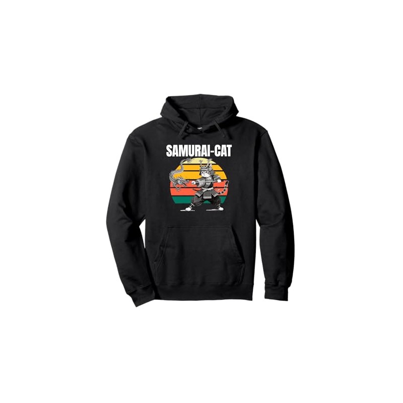 Samurai Cat Dragon Pullover Hoodie