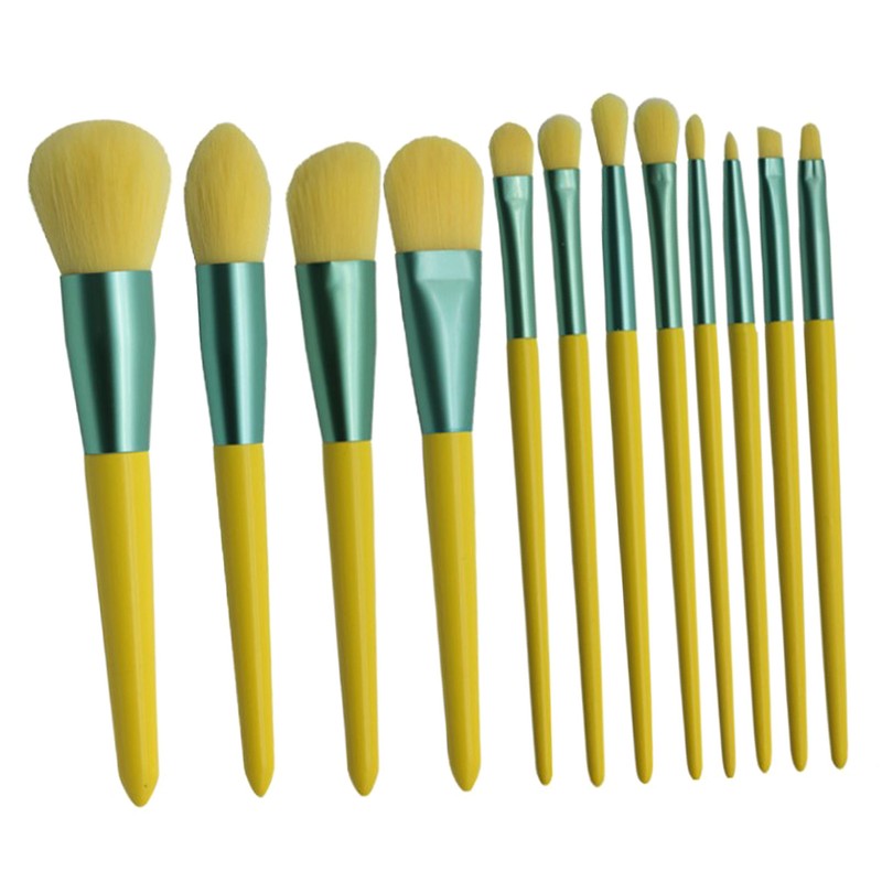 12pcs Cosmetic Brush Set Synthetic Fiber Wooden Handle Professional Makeup
