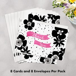 Designer Greetings Thank You Cards, Thank You So Very Much Message for Any Occasion (8 Glitter Accented Thank-You Notes and Envelopes)
